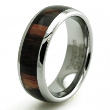 Tungsten Dark Brown Macassar Wood Domed Ring